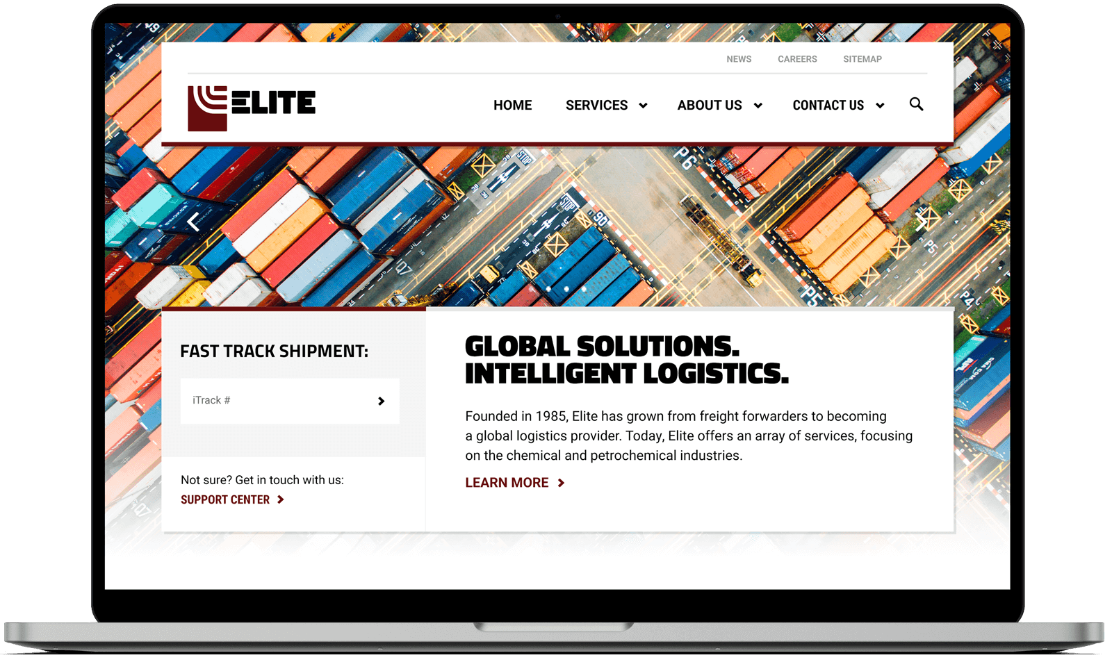 Elite Trax Website Laptop Homepage Screenshot