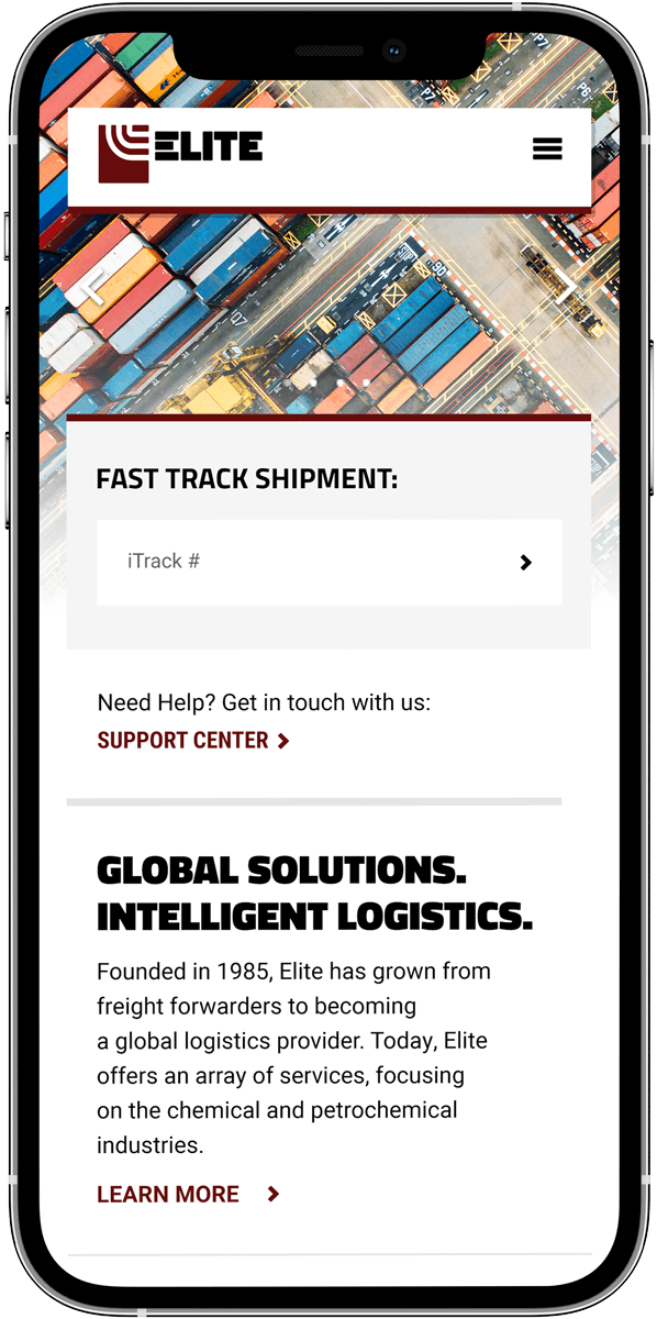 Elite Trax Mobile Website Homepage Mockup