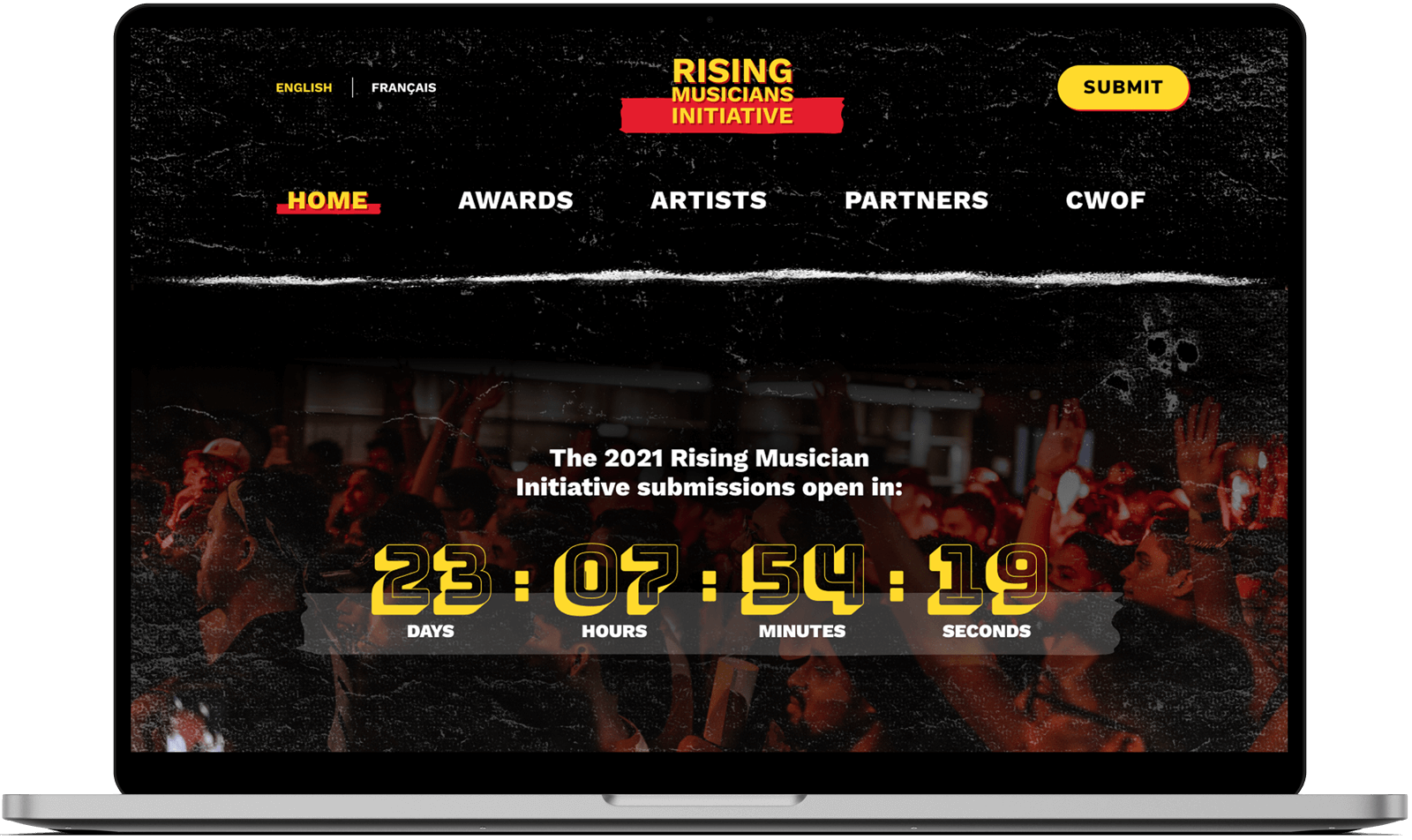 Rising Musicians Initiative Website Homepage countdown